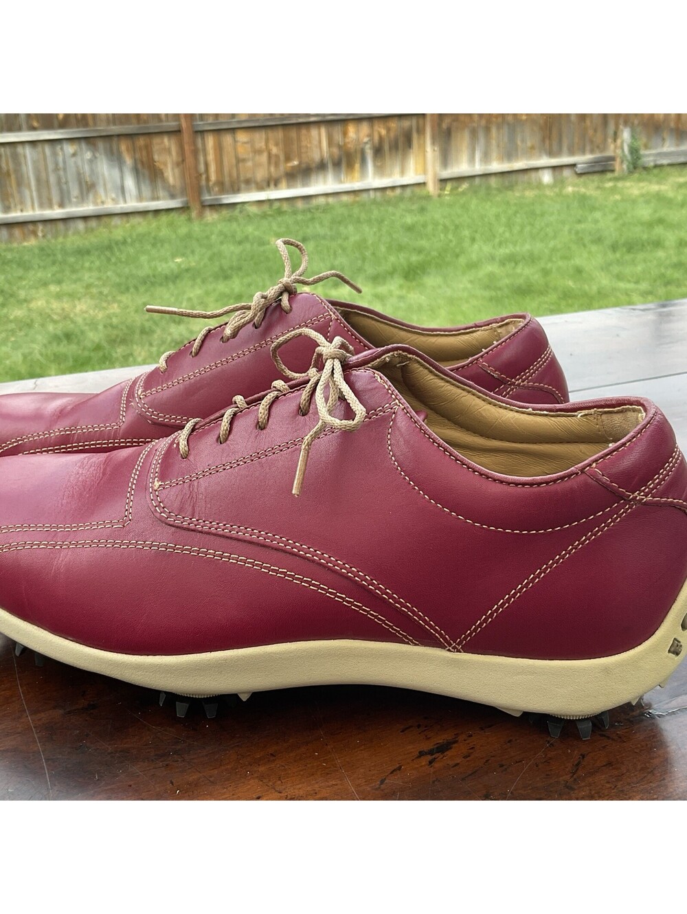 Footjoy LoPro 8.5M Maroon Golf Shoes Cleats 97028 Leather Retro Vintage Style